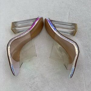 Fashion Nova Cleat Heels The Glass Slippers Mermaid Slip Ons  Iridescent Sz.6